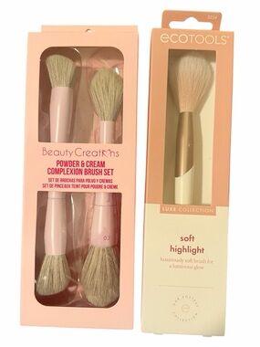 Beauty Creations Powder & Cream Brush Set and EcoTools Soft Highlight Brush